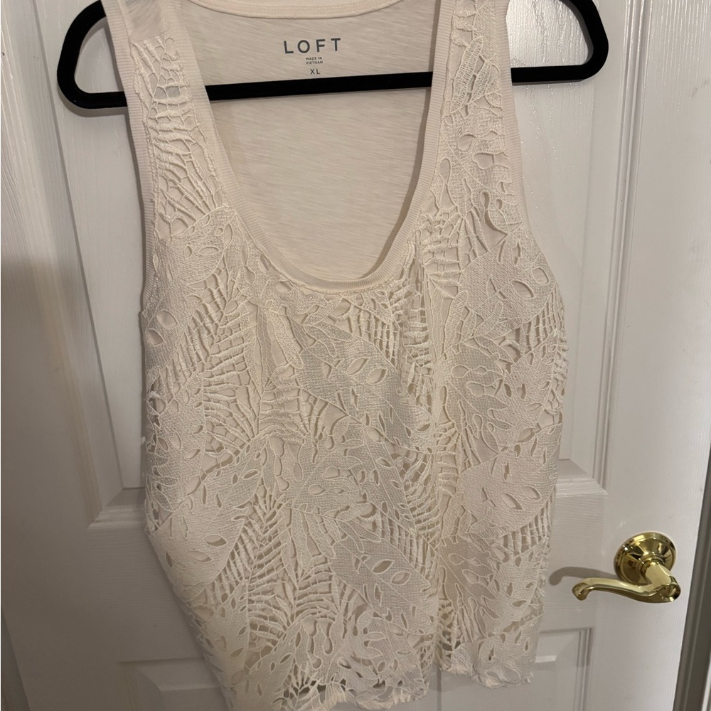 LOFT Cream Lace Tank Top